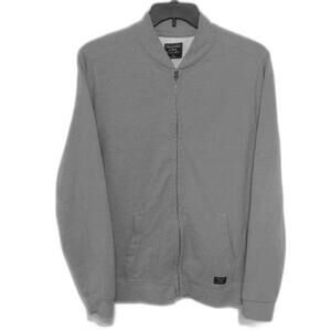 Abercrombie & Fitch Mens XL Gray Full Zip Bomber Jacket Cotton Blend Fleece Soft